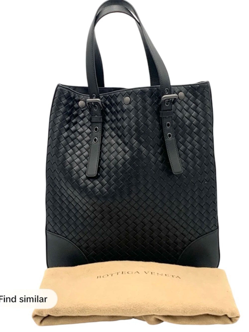 Bottega Veneta Black Intrecciato Leather Tote with Top Handles